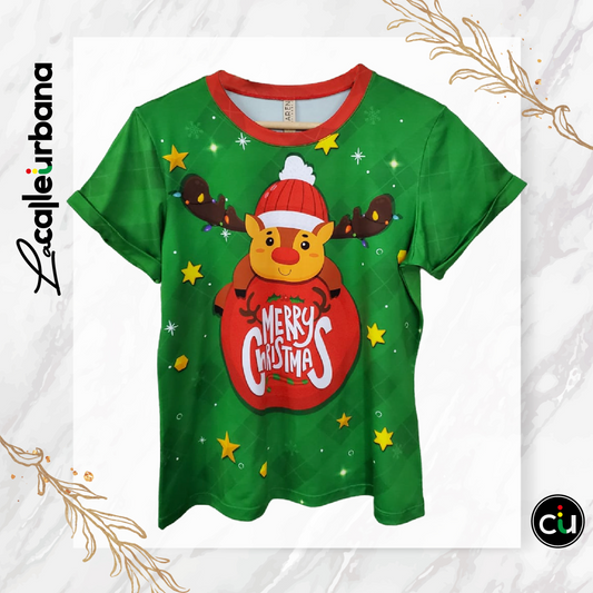 Tshirt Navidad - Reno / Estrellas
